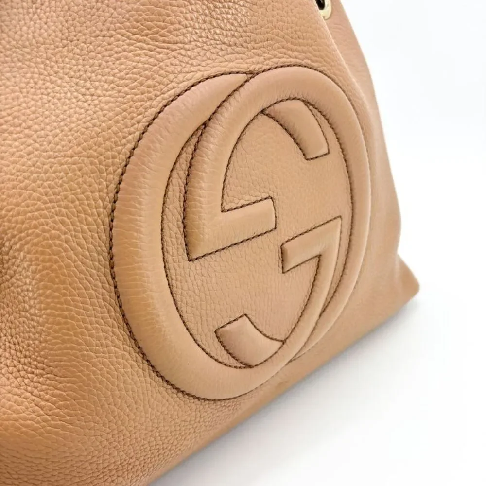 Gucci Soho Interlocking G Chain Shoulder Bag Beige